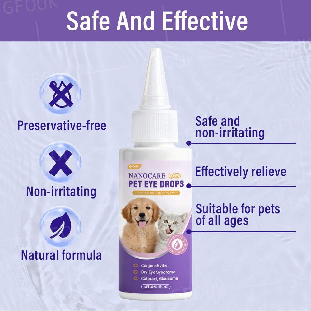 👩⚕️GFOUK® NanoCare Pet Eye Drops ☑️ FDA Approved | Relieves Conjunctivitis, Dry Eyes, Cataracts, and Keratitis🐶 🐈️