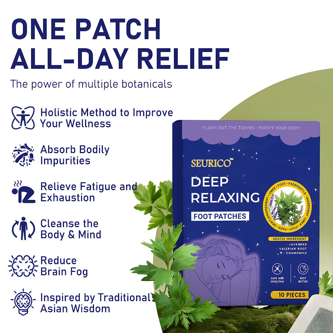 Seurico™ Deep Relaxing Foot Patches – Soothe Tired Feet, Relieve Stress, Promote Relaxation & Better Sleep